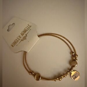 Kinsley Armelle Cable Bangle, Gold Plated Beads and Charms, Stackable Style